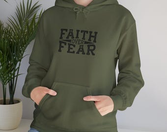 Sudadera con capucha unisex Heavy Blend™ de la FE SOBRE EL MIEDO, sudadera con capucha cristiana, sudadera con capucha para hombre o mujer, sudadera con capucha cristiana