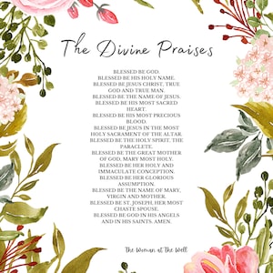 The Divine Praises Print, Digital print, Catholic Download, Catholic Printable, Digital Wall Print, Catholic Digital Print, Digital Prayer