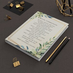 Spiritual Communion Hardcover Journal Matte, Catholic Notebook Mass Journal Gratitude Journal Prayer Notebook Christian Journal