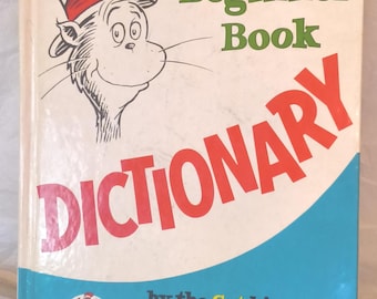 Well-Loved Vintage 1960s Dr. Seuss Cat in the Hat Dictionary Children's Book, Beginner Reader Alphabet A-Z 1980s Childhood, AS IS