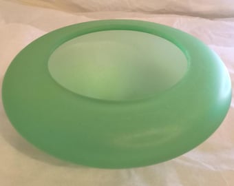 Vintage Tiffin Emerald Green Satin Uranium Glass Planter Cupped Bowl Home Decor