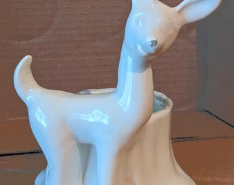 Vintage Haeger Pottery Deer Planter: Cream White Woodland Decor