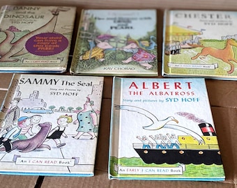 5 Vintage 1960s I Can Read Children's Books Lot, Syd Hoff, Sammy Seal, Oink & Pearl Pigs, Danny Dinosaur, Chester, Animal Adventures Stories