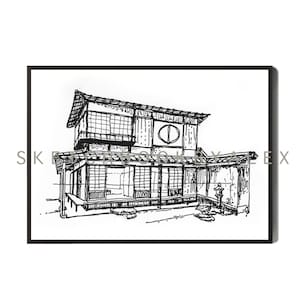 Architecture Art || Japanese Dojo ||Urban Sketch Décor || Digital Print