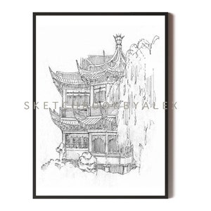 Architecture Art || SHANGHAI WATER GARDEN ||Urban Sketch Décor || Digital Print