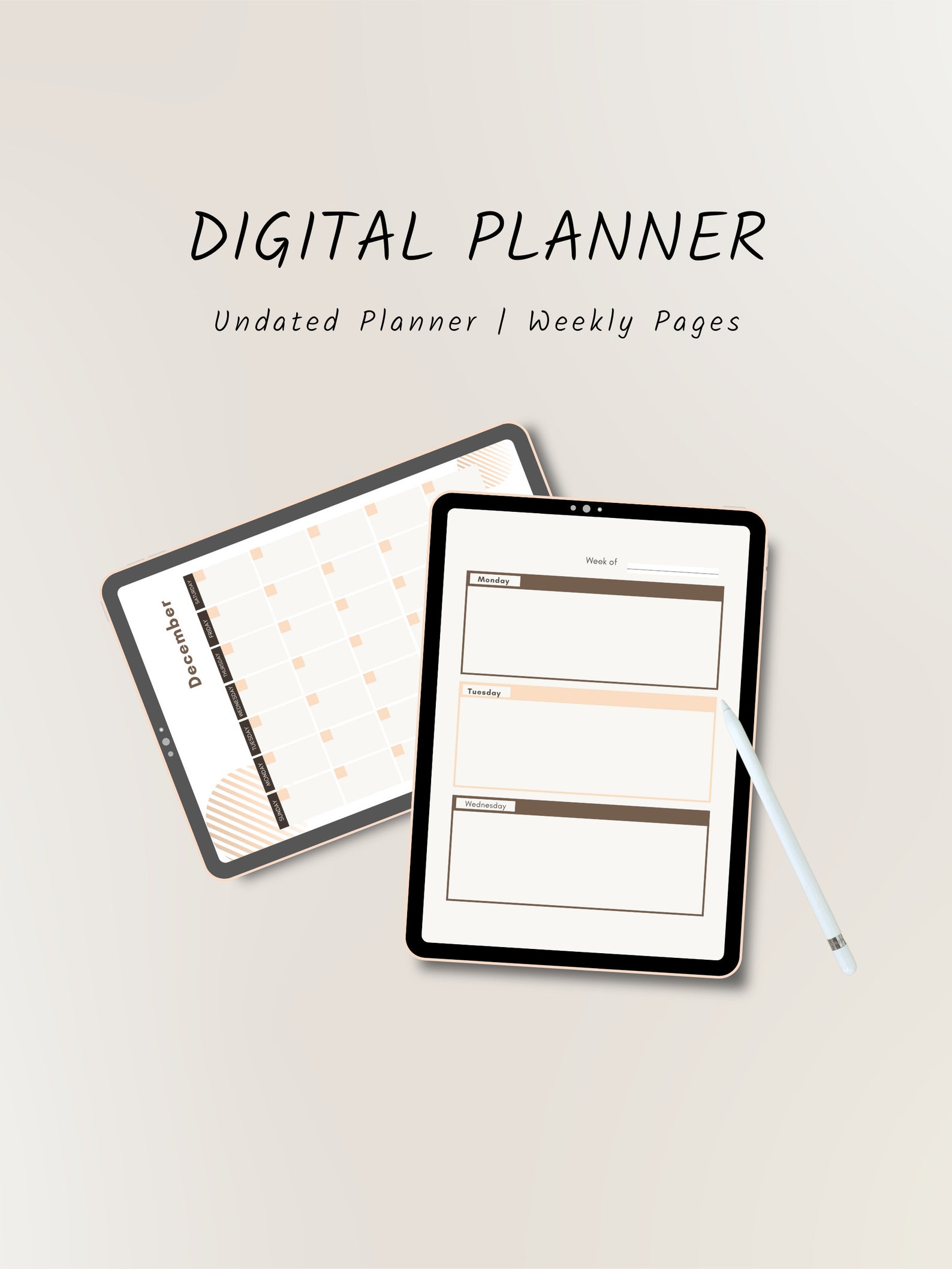 Brown Basic Printable Planner Undated Digital Planner Daily Schedule ...