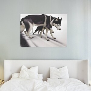 Husky Hiding Puppy Printable Poster Digital Downloadable Winter