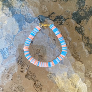 Pastel Orange and Blue Clay Bead Bracelet