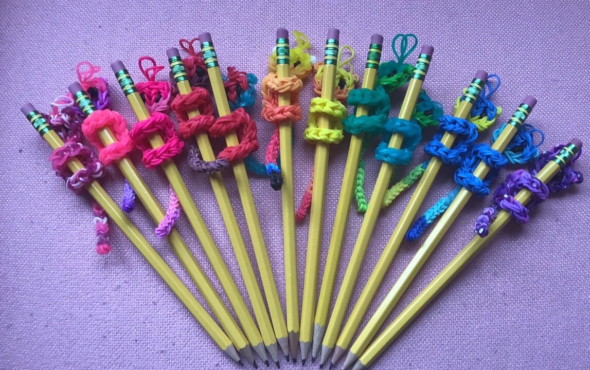 Colorful Monkey Pencil Huggers Rainbow Loom Etsy