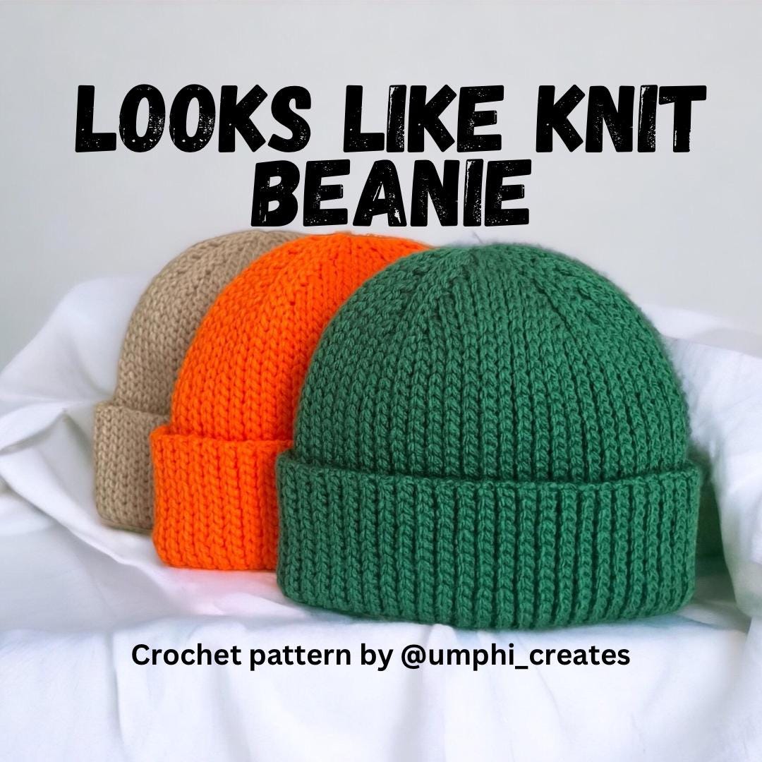 Knit Look Crochet Beanie Pattern: Easy Winter Hat (PDF Pattern)