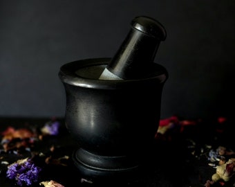 Black Soapstone Mortar & Pestle