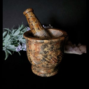 Celtic Weave Soap Stone Mortar and Pestle