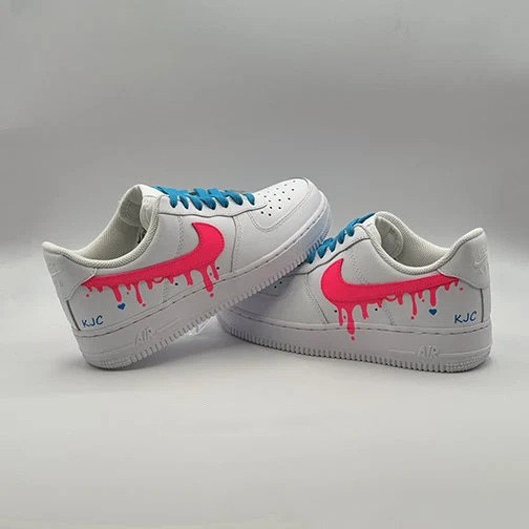 Custom Neon Air Force 1 Drip Swooshes Any Neon Color, Custom Sneakers