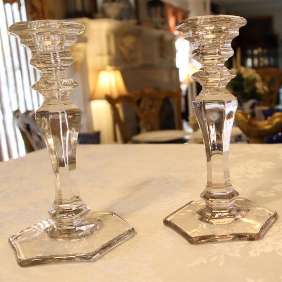 Vintage Pair of unique, Elegant Crystal Candlestick Holders