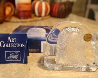 Cristal D'Arques of France , Etched Crystal owl Art