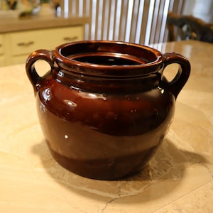 Vintage Made In USA Brown Glazed Pickling Farmhouse Crock Stoneware
