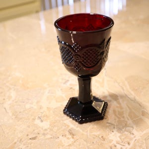 Vintage Pair Avon Ruby Red Cape Cod 1876 Series Sandwich Glass Wine Claret