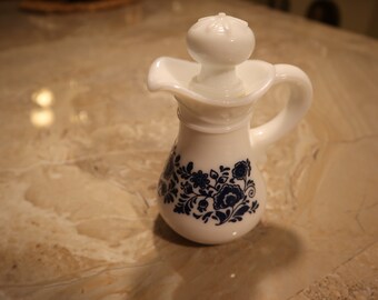 Vintage Avon Glass White and Blue Cruet