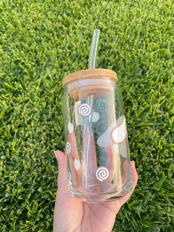 Cinnamoroll Aesthetic Glass Cup With Bamboo Lid and Glass Straw