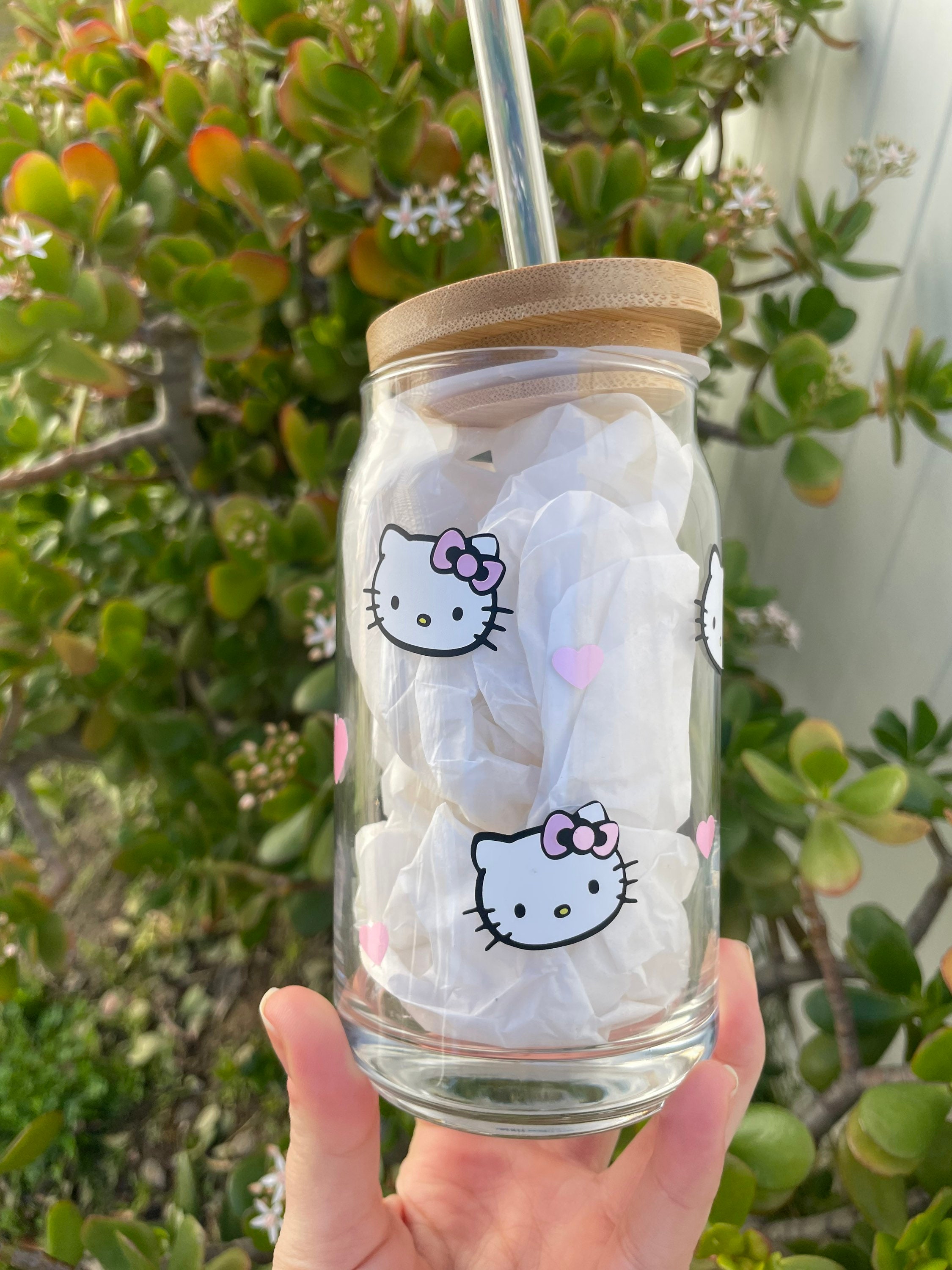 Ghost Kittys Glass Cup with Bamboo Lid and Glass Straw – Letters from Lula  Co