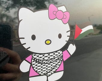 Autocollant Décalque Hello Kitty Pour Voiture, Moto, Caravane - Personnalisable - Garantie 5 Ans