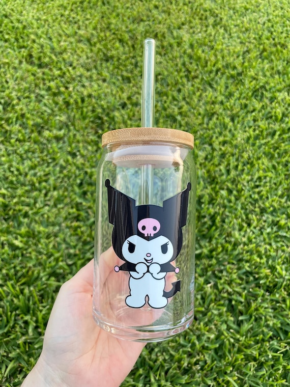 Kuromi Aesthetic Glass Cup, Bamboo Lid and Glass Straw - Etsy Canada