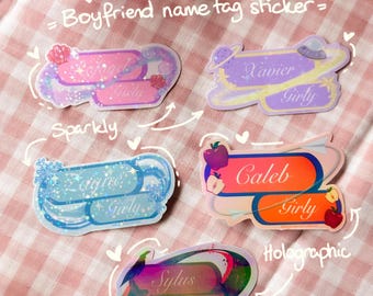 Love and Deepspace Boyfriend Girly name tag vinyl sticker - Please read description before ordering