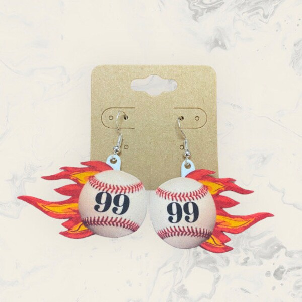 99 Fast Baseball Flame Earrings