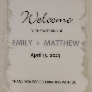 Acrylic wedding welcome sign- painted back- modern wedding decor