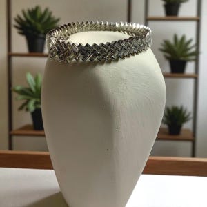 Vintage Sterling Silver 925 Bracelet with Cubic Zirconia | 7-Inch Elegant Woven Design
