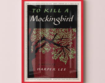 Plakat ścienny Harper Lee „Zabić drozda”, oprawiony wydruk ścienny, plakat na okładkę książki, wystrój biblioteki, prezenty dla miłośników książek, prezenty dla miłośników książek