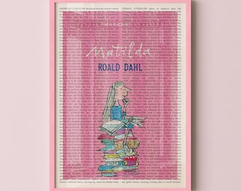 Roald Dahl's Matilda Wall Art Poster, Framed Wall Art, Book Cover Poster, Library Decor, Book Lover Gifts, Bookish Gifts