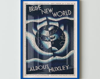 Aldous Huxley's Brave New World Wall Art Poster Print, Framed Wall Art, Book Cover Poster, Library Decor, Book Lover Gifts, Bookish Gifts