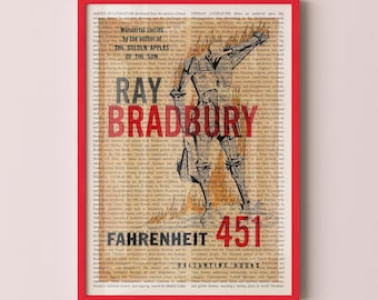 Ray Bradbury's Fahrenheit 451 Wall Art Poster Print, Framed Wall Art, Book Cover Poster, Library Decor, Book Lover Gifts, Bookish Gifts