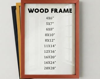 Red Wood Picture Frame, Solid Wood Photo Frame, Poster Frame, Natural Wooden Frame in 12 Colors, 8x10, Wall Art Frame, Home Decor