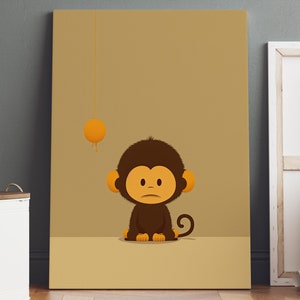 Little Monkey Wall Art, Monkey Print, Monkey Canvas Wall Art, Monkey Poster, Animal Wall Art, Animal Print, Minimalist Wall Art