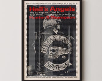 Hunter S Thompson Hell's Angels Wall Art Poster Print, Framed Wall Art, Book Cover Poster, Library Decor, Book Lover Gifts, Bookish Gifts