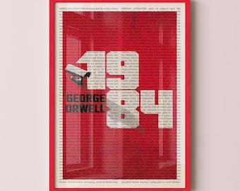George Orwell's 1984 Wall Art Poster Print, Framed Wall Art, Book Cover Poster, Library Decor, Book Lover Gifts, Bookish Gifts