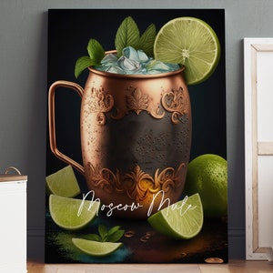 Moscow Mule Poster, Moscow Mule Print, Canvas Wall Art, Cocktail Print, Cocktail Wall Art, Kitchen Art, Kitchen Wall Art, Bar Wall Art