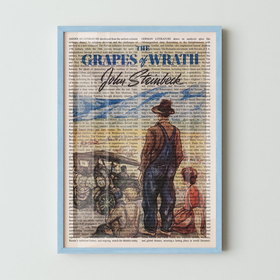John Steinbeck's Grapes of Wrath Wall Art Poster Print, Framed