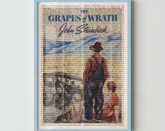 John Steinbeck's Grapes of Wrath Wall Art Poster Print, Framed Wall Art, Book Cover Poster, Library Decor, Book Lover Gifts, Bookish Gifts
