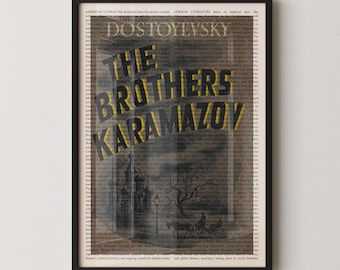 Fyodor Dostoevsky's The Brothers Karamazov Wandkunst, gerahmte Wandkunst, Buch Cover Poster, Bibliothek Dekor, Geschenke für Buchliebhaber, Geschenke für Bücherwürmer