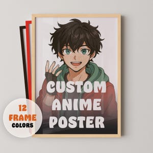 Richiedi il tuo poster anime personalizzato, arte murale anime, arte murale personalizzata, regali anime, stampa anime incorniciata, decorazioni murali anime, poster di film