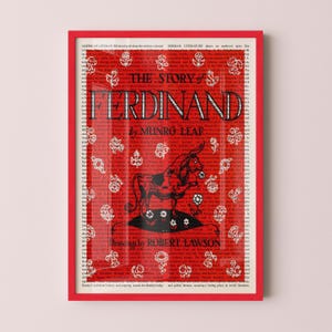 Printable the Story of Ferdinand the Bull, Book Cover Art Print on