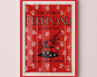 Printable the Story of Ferdinand the Bull, Book Cover Art Print on