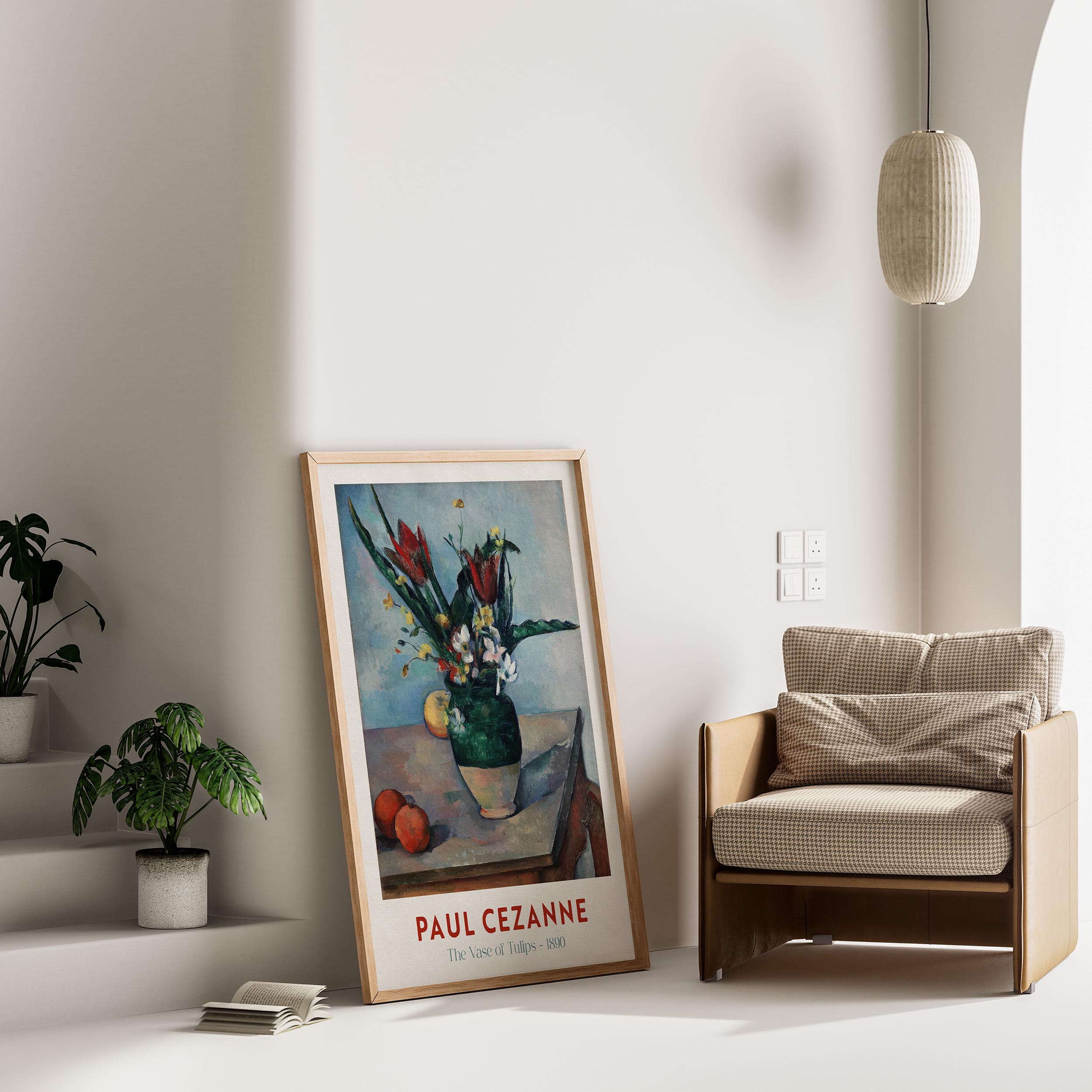 ポール・セザンヌの「チューリップの花瓶」展ポスター、額入りウォール