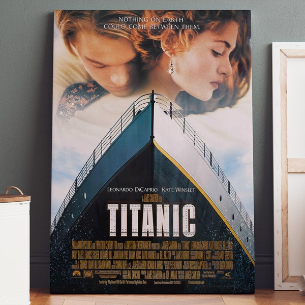 Poster Titanic sur toile | Impression sur toile Titanic, impression Titanic, oeuvre d'art murale en toile, affiche du film Titanic, oeuvre d'art cinématographique, cadeaux de geek