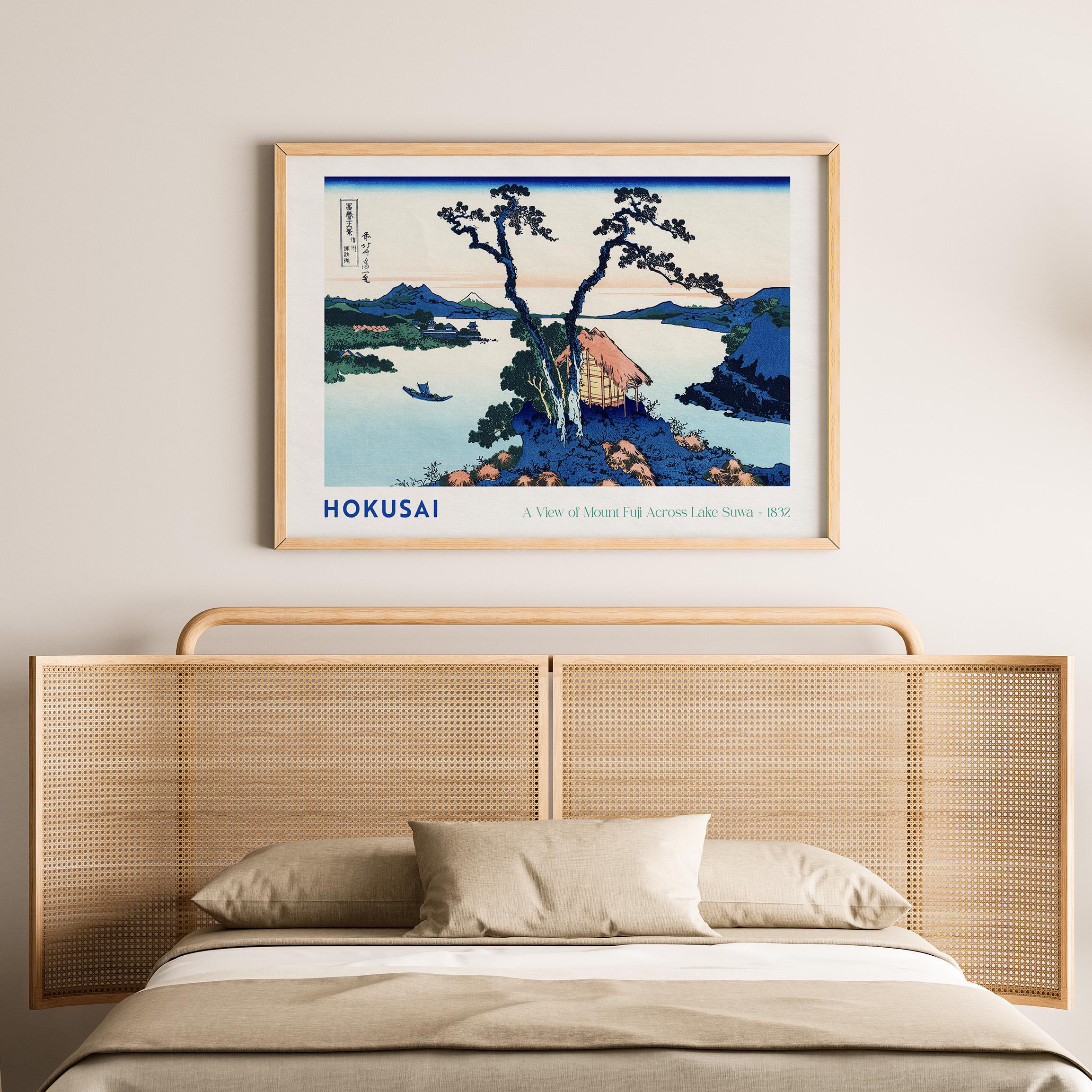 Hokusai's A View of Mount Fuji Across Lake Suwa Exhibition Poster