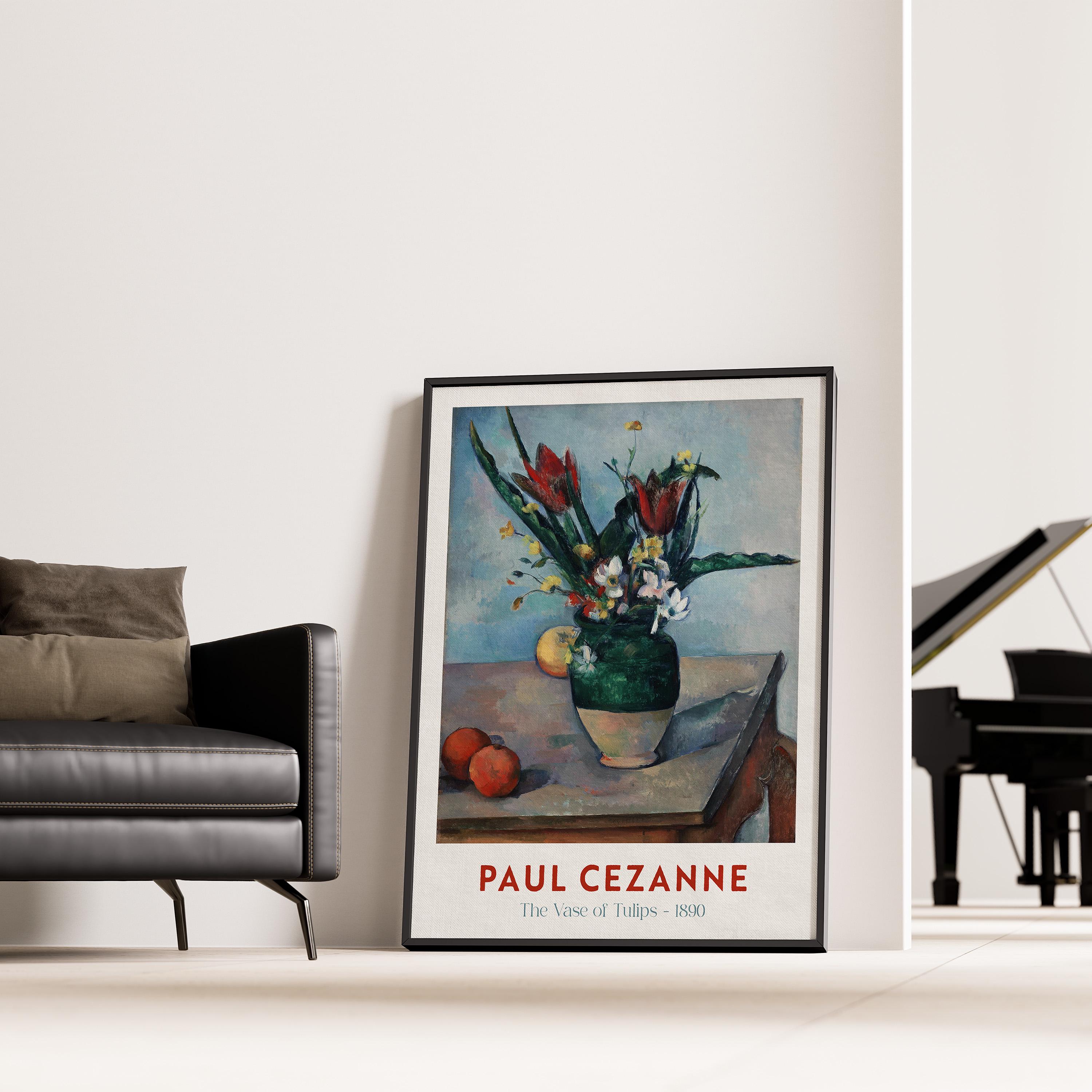 ポール・セザンヌの「チューリップの花瓶」展ポスター、額入りウォール