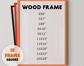 Orange Wood Frame with 12 Colors, Solid Wood Picture Frame, Photo Frame, Diploma Frame, 8x10 Frame, Black Frame, White Frame, Red Frame